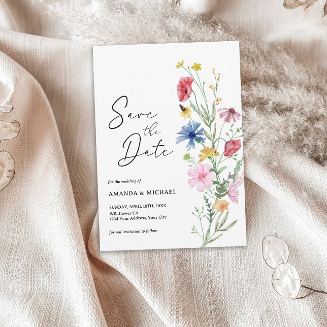 Reserva La Fecha Elegante Boda de Flores Silvestres (Subido por el creador)