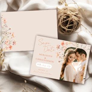 Reserva La Fecha Elegante Boda de Flores Silvestres Boho Foto