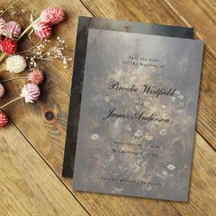 Reserva La Fecha Elegante Boda de Flores Silvestres con escritura d