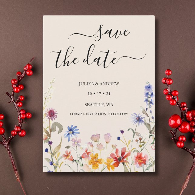 Reserva La Fecha Elegante boda de flores silvestres de boho (Subido por el creador)