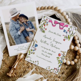 Reserva La Fecha Elegante Boda de flores silvestres de color acuáti