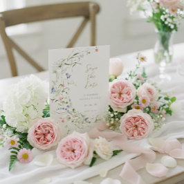 Reserva La Fecha Elegante Boda de flores silvestres de color agua d