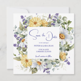 Reserva La Fecha Elegante Boda de flores silvestres moradas amarill