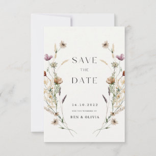 Reserva La Fecha Elegante boda de flores silvestres salva las tarje