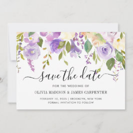 Reserva La Fecha Elegante Boda de flores violeta violeta violeta y 