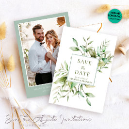 Reserva La Fecha Elegante Boda de Foliage Eucalyptus