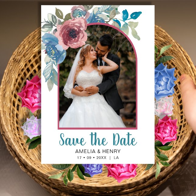 Reserva La Fecha Elegante Boda de fotografía con código QR floral a (Subido por el creador)
