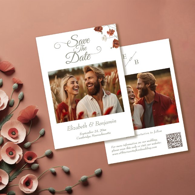 Reserva La Fecha Elegante Boda de Fotografía de Terracota Wildflowe (Subido por el creador)