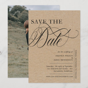 Reserva La Fecha Elegante Boda de fotografía de textura Kraft simpl