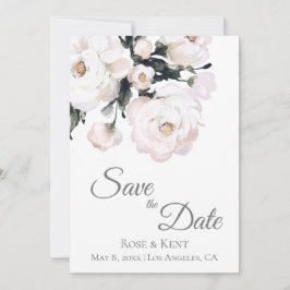 Reserva La Fecha Elegante Boda de fotografía floral blanca Minimali