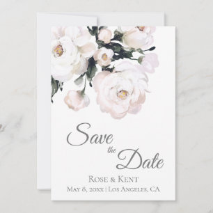 Reserva La Fecha Elegante Boda de fotografía floral blanca Minimali