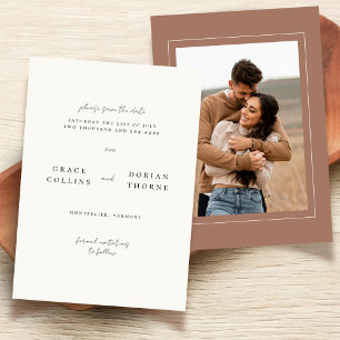 Reserva La Fecha Elegante Boda de fotografía mocha simple y neutra
