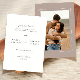 Reserva La Fecha Elegante Boda de fotografía mocha simple y neutra