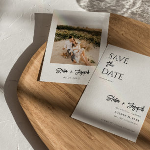 Reserva La Fecha Elegante Boda de fotografía moderno en blanco y ne