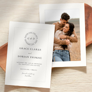 Reserva La Fecha Elegante Boda de fotografía platemark de marfil bl