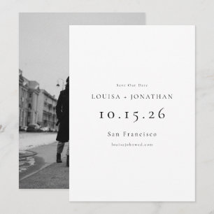 Reserva La Fecha Elegante Boda de fotografía simple y formal blanco