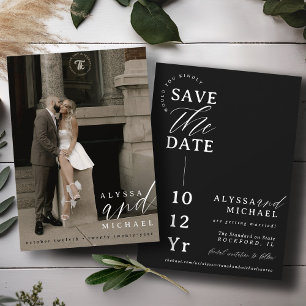 Reserva La Fecha Elegante Boda de fotografía simple y moderna en bl