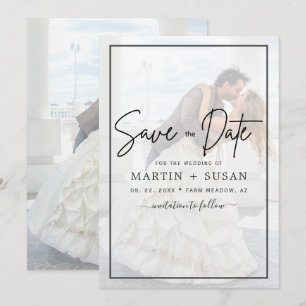 Reserva La Fecha Elegante Boda de fotografía vellum Black & White O