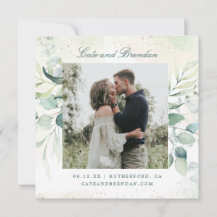 Reserva La Fecha Elegante Boda de Fotografía Verdor Eucalipto