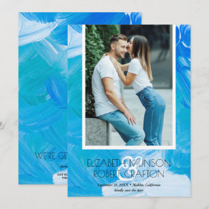 Reserva La Fecha Elegante Boda De Fotografías Azul Guardar La Fecha