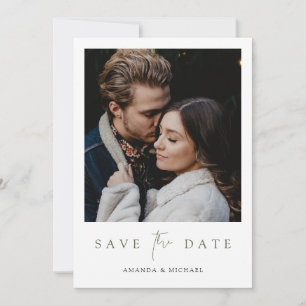 Reserva La Fecha Elegante Boda de fotografías de escritura verde mo