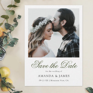 Reserva La Fecha Elegante Boda de fotografías de escritura verde si