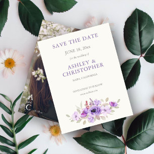 Reserva La Fecha Elegante Boda de fotografías de flores de lavanda