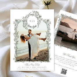 Reserva La Fecha Elegante Boda de fotografías de marco mural botáni