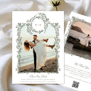 Reserva La Fecha Elegante Boda de fotografías de marco mural botáni