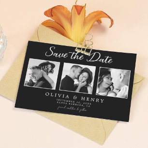 Reserva La Fecha Elegante Boda de fotografías en blanco y negro 3