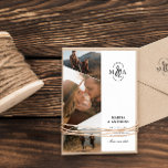 Reserva La Fecha Elegante Boda de fotos asimétricas de monograma<br><div class="desc">Bodas elegantes ahorran la fecha personalizada con tres de sus fotos en un diseño asimétrico y su monograma con una hermosa ampersand.</div>