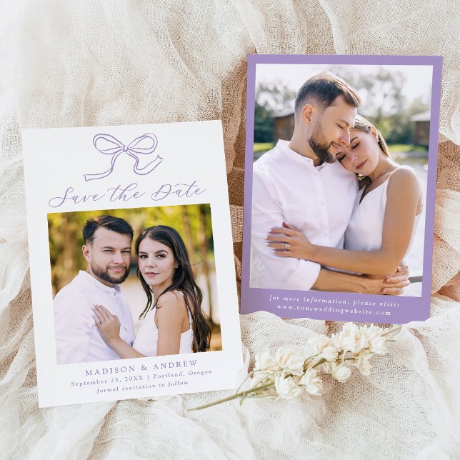 Reserva La Fecha Elegante Boda de fotos de Lavender Bow (Subido por el creador)