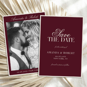 Reserva La Fecha Elegante Boda de Fotos en Burgundy Old Money