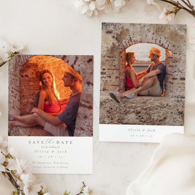 Reserva La Fecha Elegante Boda de fotos verde sabio (Subido por el creador)