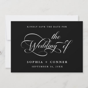 Reserva La Fecha Elegante Boda de guión de caracteres negro