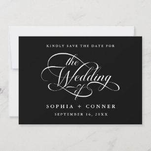 Reserva La Fecha Elegante Boda de guiones Delicados Foto de negro