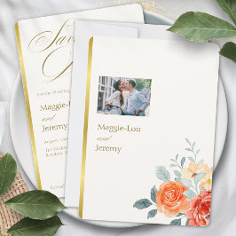 Reserva La Fecha Elegante Boda de guiones florales de Rubor Gold