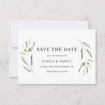 Elegante Boda de Hoja Verde Acuarela