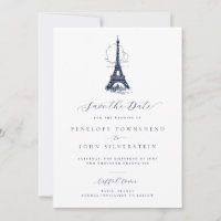 Elegante Boda de Ilustracion de la Torre Eiffel