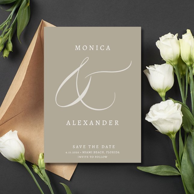 Reserva La Fecha Elegante Boda de impresiones y fotografías (Elegant Script Ampersand Photo Wedding Save The Date)