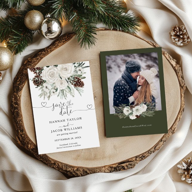 Reserva La Fecha Elegante Boda De Invierno De Pino (Subido por el creador)