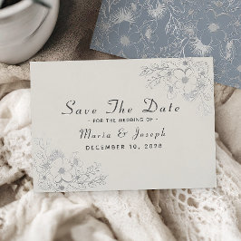 Reserva La Fecha Elegante boda de invierno en azul polvoriento, gua