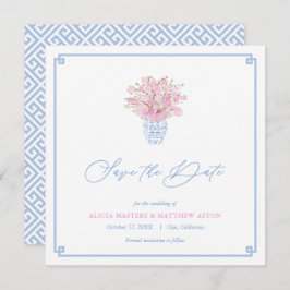 Reserva La Fecha Elegante Boda de Jar Ginger Pink Ginger Blue Balle