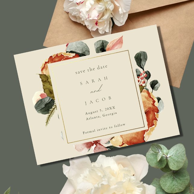 Reserva La Fecha Elegante Boda de Jardín Floral (Elegant Floral Garden Wedding Save The Date)