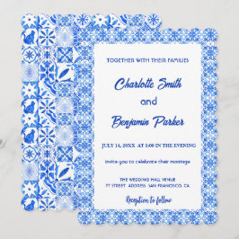 Reserva La Fecha Elegante boda de la chinoiserie Blue Flower