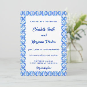 Reserva La Fecha Elegante boda de la chinoiserie Blue Flower