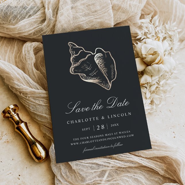 Reserva La Fecha Elegante Boda de la concha dorada (Subido por el creador)