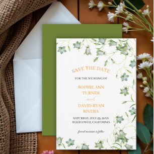 Reserva La Fecha Elegante Boda de la flor verde oliva