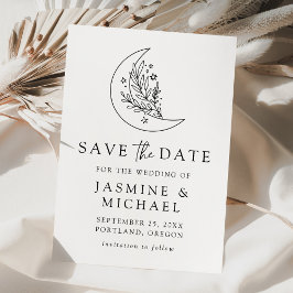 Reserva La Fecha Elegante Boda de la Luna Botánica y las Estrellas