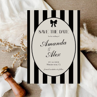 Reserva La Fecha Elegante Boda de Lazo Negro Coquette de Dinero Ant